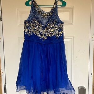PromGirl Royal Blue Embellished Short Prom Dress